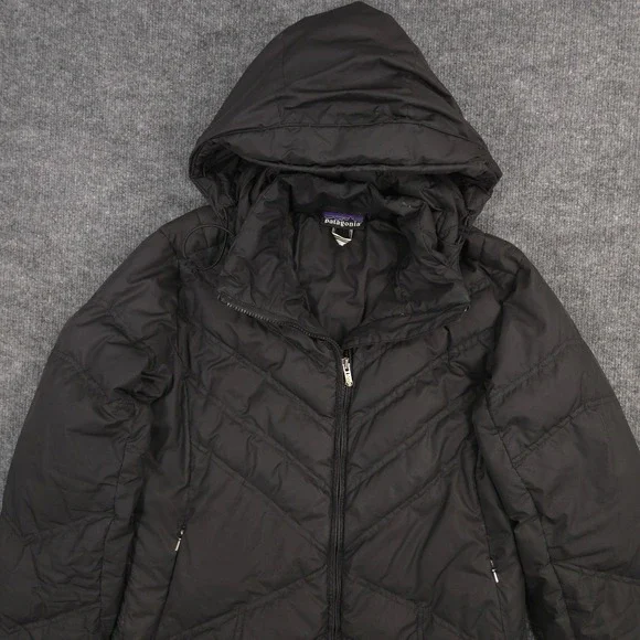 Patagonia Down With It Parka Jacket Womens L Black 600 Goose Down Puffer Outdoor